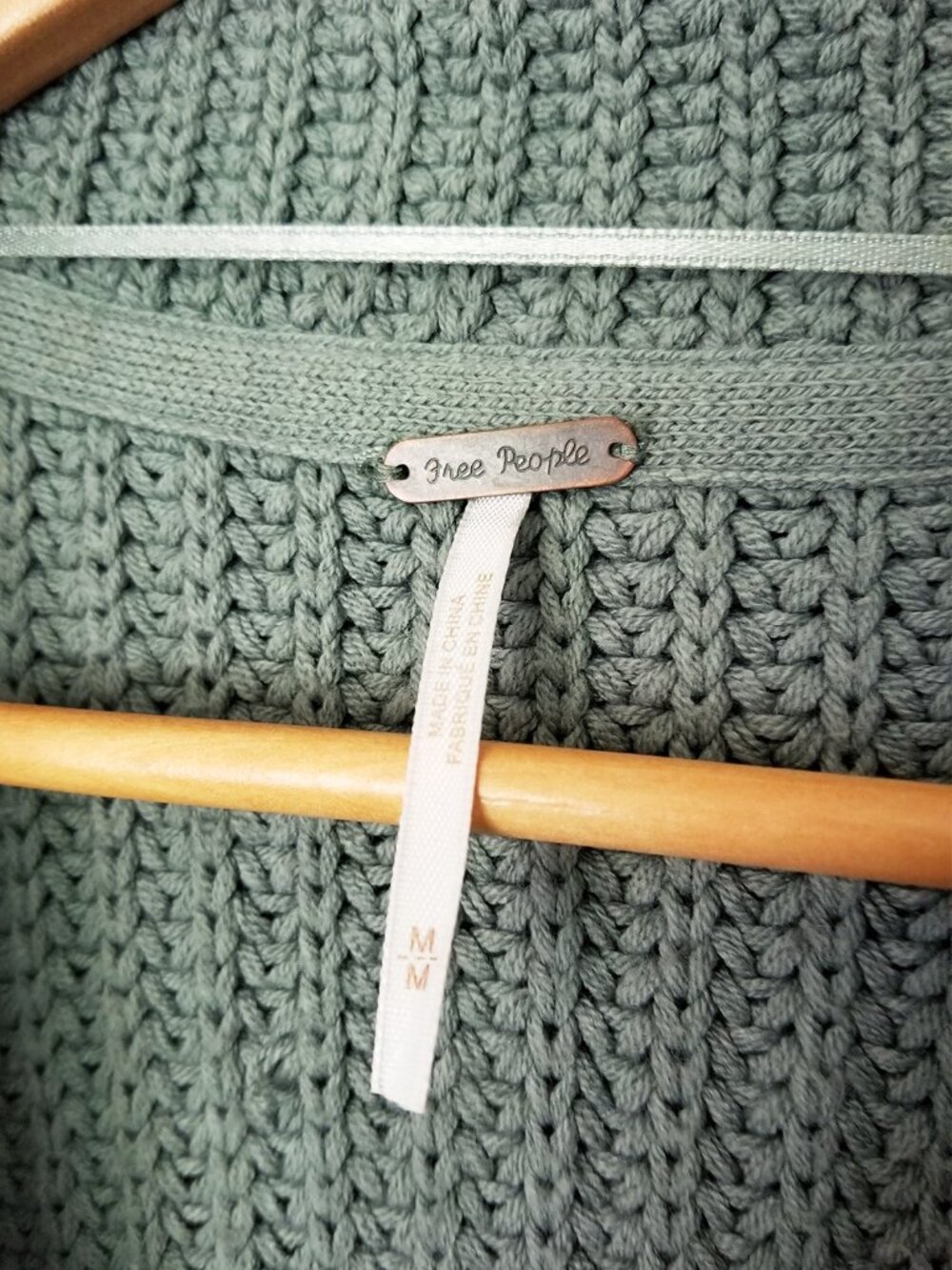Free People Swim Too Deep Oversized Cardi Longline Cardigan M Seafoam Green $158 - Picture 10 of 16